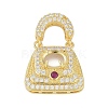 Brass Micro Pave Clear Cubic Zirconia Pendant Cabochon Settings KK-U026-06G-1