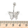 Brass Pave Clear Cubic Zirconia Curved Barbell Butterfly Belly Rings AJEW-L099-01A-P-3