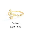 Twelve Constellation Brass Micro Pave Clear Cubic Zirconia Cuff Rings FS-WG8E359-11-1