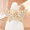Butterfly Brass Micro Pave Colorful Cubic Zirconia Finger Rings for Women RJEW-G343-30G-02-2