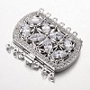 Brass Cubic Zirconia Box Clasps ZIRC-O020-08P-NR-1