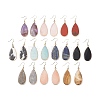 Natural Gemstone Teardrop Dangle Earrings EJEW-G331-01G-1