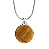 Natural Tiger Eye Flat Round Perfume Bottle Pendant Necklaces PW-WGD45C6-08-1