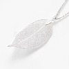 Brass Plated Natural Leaf Big Pendant Necklaces NJEW-JN02246-3