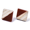 Opaque Resin & Wood Stud Earrings EJEW-N017-005A-B03-2