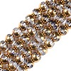 Electroplate Glass Beads Strands X-EGLA-Q128-04A-FP07-1