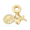 Brass Micro Pave Clear Cubic Zirconia European Dangle Charms KK-Z150-10G-1