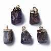 Natural Amethyst Pendants G-Q998-035A-2