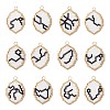 12Pcs Glass Seed Beaded Twelve Constellations Pendants PALLOY-MZ00891-1