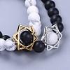 Natural Black Agate Bead and Natural Howlite Bead Stretch Bracelet Sets BJEW-JB04298-04-2