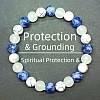 Round Natural Blue Spot Jasper & Synthetic Howlite & Glass Beads Stretch Bracelets for Girl Women FS-WGE0C43-11-1