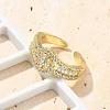 Brass Micro Pave Clear Cubic Zirconia Open Cuff Rings RJEW-G336-02G-3