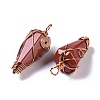 Natural Red Jasper Copper Wire Wrapped Big Pendants G-B073-02RG-05-2