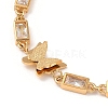 Cubic Zirconia Rectangle & Butterfly Link Bracelet BJEW-D025-04G-02-2