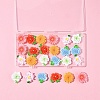 24Pcs 6 Styles Opaque Resin Flowers Cabochons RESI-FS0002-16-6