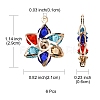 6Pcs Rack Plating Iron Glass Pendants IFIN-YW0001-52-3