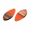 Transparent Resin & Walnut Wood Pendants RESI-N025-032-C07-3