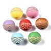Painted Natural Wood Beads WOOD-S057-072-2