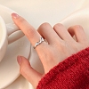 Rhodium Plated 925 Sterling Silver Adjustable Rings for Women RJEW-G302-03P-4
