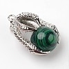 Eagle Claw Alloy Malachite Pendants X-G-L455-A21-2