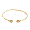 Rack Plating Brass Pave Clear Cubic Zirconia Teardrop Open Cuff Bangles BJEW-S148-03G-1