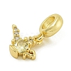 Rack Plating Brass Pave Clear & Light Yellow Cubic Zirconia Kettle European Dangle Charms KK-Z067-59G-2