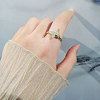 Adjustable Brass Pave Cubic Zirconia Enamel Rotating Finger Rings for Women FS-WGAC909-02-3