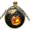 Halloween Theme Glass Pendant Necklaces NJEW-J057-B941-AB-1