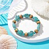 Beach Turtle Dyed Synthetic Turquoise Stretch Bracelets BJEW-JB10291-02-1