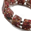 Dyed Natural Imperial Jasper with Resin Beaded Stretch Bracelets BJEW-G698-01A-03-2