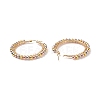 2 Pair 2 Color Round Brass Braided Bead Hoop Earrings EJEW-JE05080-3