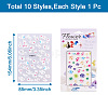 Fashewelry 10 Sheets 10 Patterns 5D Nail Art Stickers Anaglyph Decals MRMJ-FW0001-03-3