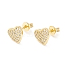 Clear Cubic Zirconia Heart Stud Earrings EJEW-P196-10G-1