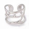 Non-Tarnish 304 Stainless Steel Wide Hollow Open Cuff Ring for Women RJEW-G275-02P-2