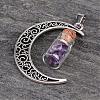 Column Glass Bottle with Amethyst inside Pendants PALLOY-JF00170-05-1