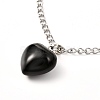Heart Natural & Synthetic Mixed Gemstone Pendant Necklaces NJEW-JN03647-4