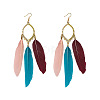 Alloy Horse Eye with Feather Dangle Earrings FS-WGC7A14-06-2