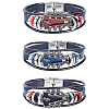 3Pcs 3 Colors Alloy & Leather Cord Bracelets for Men Women BJEW-CL0001-25-1