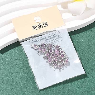 SHEGRACE Brass Pave Cubic Zirconia Flat Round Connector Charms XGRQ2O788-435B-P-1