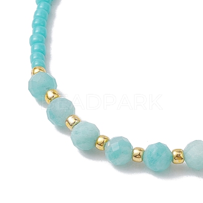 Adjustable Natural Amazonite & Seed Braided Bead Bracelets BJEW-JB10181-06-1