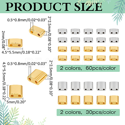 180Pcs 4 Styles 2-Hole Glass Seed Beads SEED-ME0001-09B-1