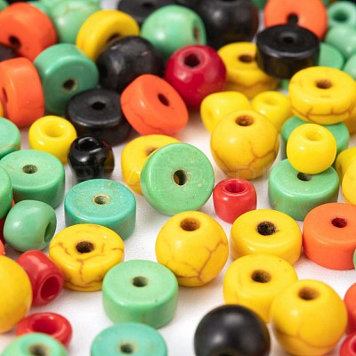 240Pcs Round & Flat Round Synthetic Turquoise Beads and 4 Styles Glass Seed Beads DIY-LS0003-09-1