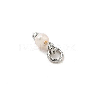 Natural Cultured Freshwater Pearl Rondelle Charms PALLOY-JF04393-01-1