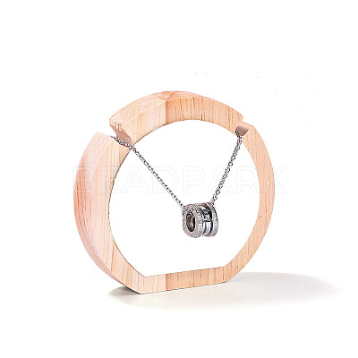 Round Wood Covered with PU Leather One Necklace Display Stands PAAG-PW0008-005A-01-1