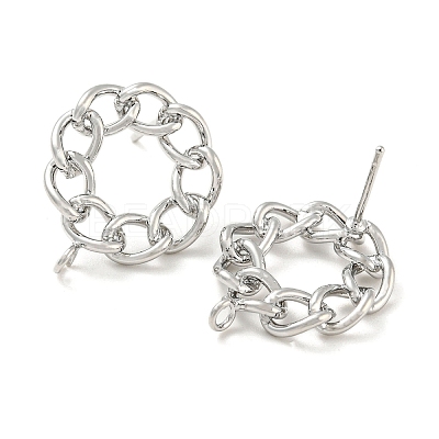 Brass Hollow Donut Stud Earring Findings KK-K351-21P-1
