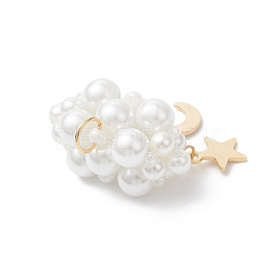 Pearlized Glass Pearl Beads Pendants PALLOY-MZ01101-04-1