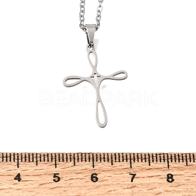 304 Stainless Steel Religion Cross Pendant Necklaces SA-CBAB727-02P-1