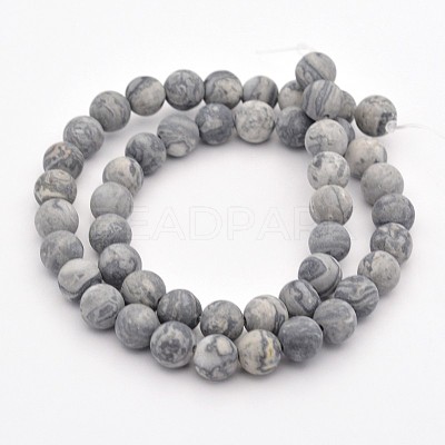 Natural Map Stone/Polychrome Jasper/Picasso Stone/Picasso Jasper Beads Strands G-D657-8mm-1