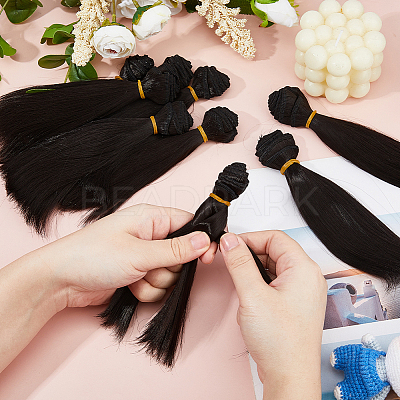 10Pcs Plastic Long Straight Hairstyle Doll Wig Hair DIY-DC0003-96B-1