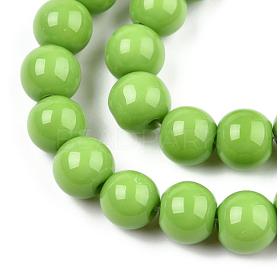 Opaque Solid Color Glass Beads Strands GLAA-T032-P8mm-06-1